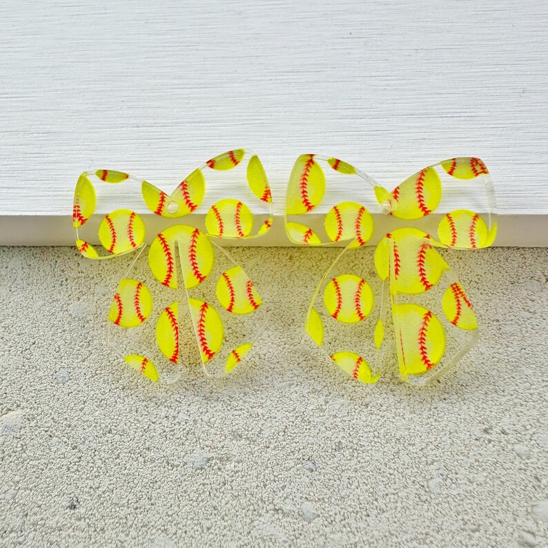 Sports Bow Earring Blanks: Acrylic Pendants (4pcs) image 6