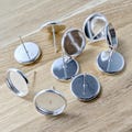 Silver Tone 12mm Cabochon Earring Settings: DIY Jewelry Making (10pcs)