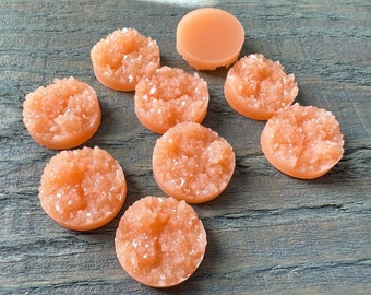 Apricot faux druzy 14mm nugget Cabochons 10pcs l Earring making jewelry supplies, Resin round Cabochon DIY supplies