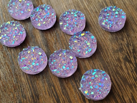 Ab Lavender 12mm Crystal Faux Druzy Cabochons 10 Pcs L Earring