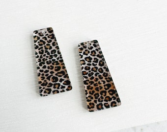 Leopard print Earring blanks -4pcs l Plexi Earring Findings, Acrylic Earring Pendants, Blank Components, DIY Jewelry Supplies