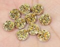 Metallic Gold 10mm chunky faux druzy Cabochons 10pcs  l Earring making jewelry supplies, Round resin bezel Cabochon DIY supplies