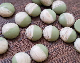 Olive and wood 12mm faux stone resin cabochons - 10pcs l Earring making jewelry supplies