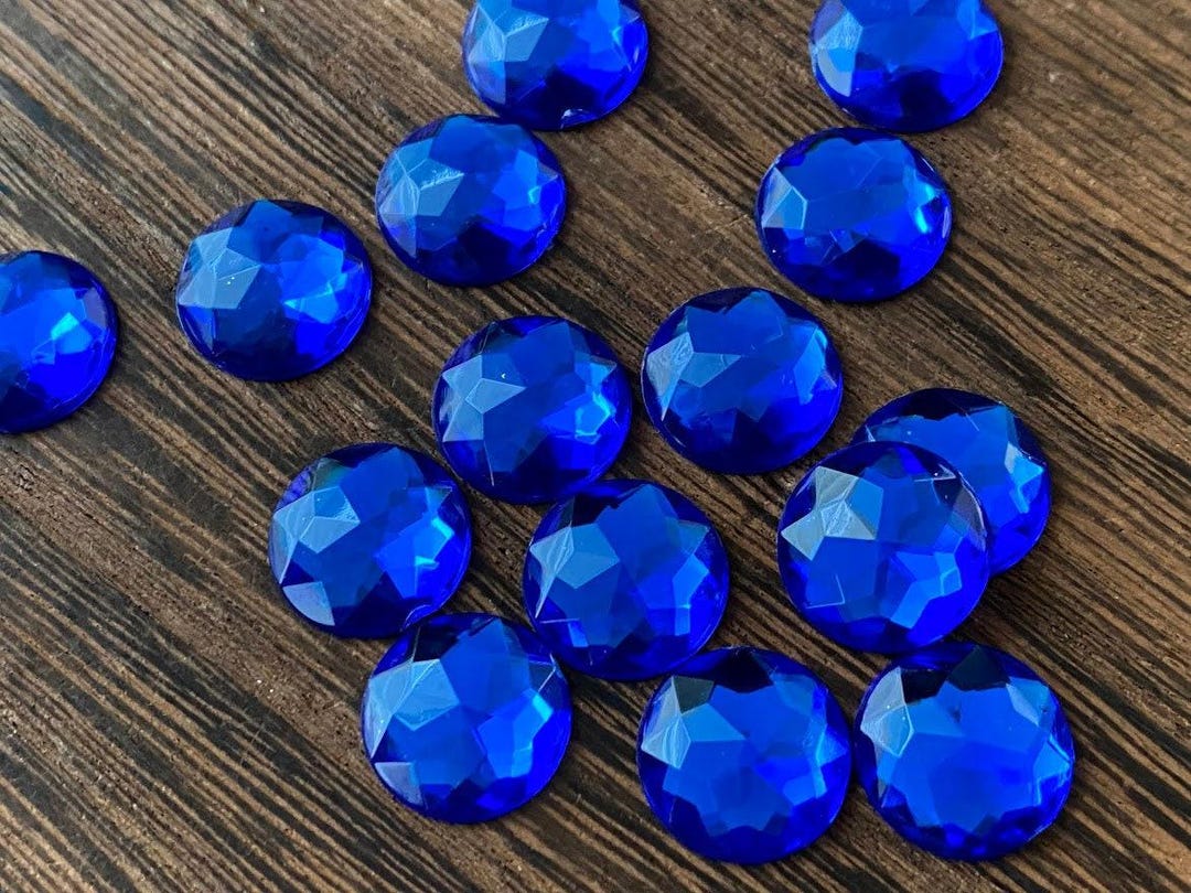 12mm Deep Blue Rhinestone Resin Cabochons: Earring DIY Charms (10pcs ...