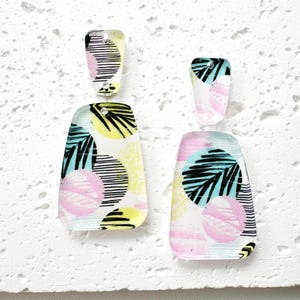 Sunset Palm Print Acrylic Earring Blanks: Resort Jewelry Components (4pcs)