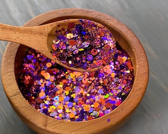 Chunky Glitter Purple orange gold Mix 30g, 1oz | Chameleon Glitter |  Color Shift Glitter | Nail art | Tumbler Glitter | DIY Craft Supplies