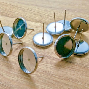 Stainless Steel 12mm Cabochon Earring Settings: DIY Jewelry Supplies, Hypoallergenic (8pcs)