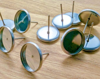 Stainless Steel 12mm Cabochon Earring Settings: DIY Jewelry Supplies, Hypoallergenic (8pcs)