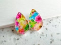Spring floral cluster print Earring blanks -4pcs l Plexi Earring Findings, Acrylic Earring Pendants, Blanks, DIY Jewelry Supplies
