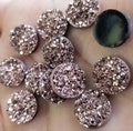 Metallic Rose gold crystal faux druzy 14mm Cabochons 8 pcs l Earring making jewelry supplies, Resin round Cabochon DIY supplies