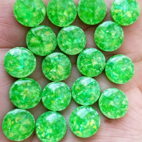 Mint green Opal Dome 12mm Resin Cabochons - 10 pcs l Earring making jewelry supplies, Resin Cabochon DIY supply Embellishments