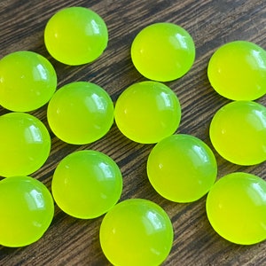 Neon yellow faux moonstone 12mm resin cabochons- 10pcs l Earring making jewelry supplies, Resin glitter round Cabochon DIY supplies