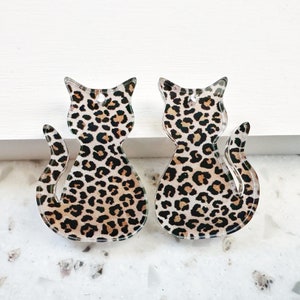 Leopard print Earring blanks 4pcs l Plexi Earring Findings, Acrylic Earring Pendants, Blanks, DIY Jewelry Supplies image 1