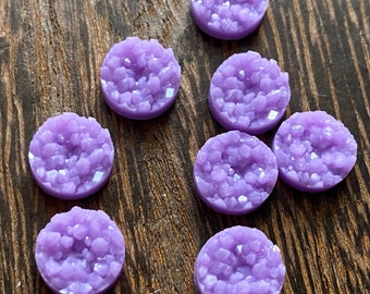 Wisteria 10mm crystal faux druzy Cabochons 10pcs  l Earring making jewelry supplies, Round resin bezel Cabochon DIY supplies