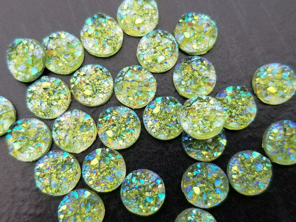 10 x Gold Strike AB Druzy 10mm Cabochon Perfect for Earrings Drusy FP 