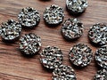 Metallic Gunmetal 10mm Faux quartz Druzy Cabochons 10pcs  l Earring making jewelry supplies, Round resin bezel Cabochon DIY supplies