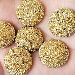 Metallic Gold Resin Druzy Cabochons: 25mm Flatback, 6pcs