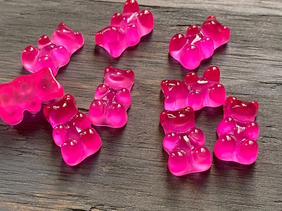 120 Pieces 12 Colors Full Size Gummy Bear Bead Charms with Vertical Hole -  Flatback Resin/Acrylic Candy Bead for DIY Jewelry Keychains Art and
