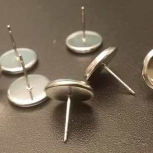 Stainless steel 10mm tray cabochon earring setting 8pcs  Earring making jewelry supplies, Bezel cabochon stud setting DIY supply