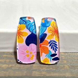 Multicolor abstract floral print Earring blanks -4pcs l Plexi Earring Findings, Acrylic Earring Pendants, Blank Components, DIY
