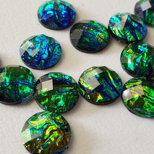 12mm new black multifaceted fire opal resin cabochons -10pcs l Earring making jewelry supplies, Resin Cabochon DIY supply Embellishments