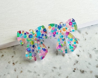 Pastel Confetti Acrylic Earring Blanks - Bow Pendants, DIY Jewelry (4pcs)
