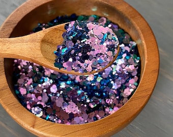 Chunky Glitter Pink and Teal Mix 30g, 1oz | Chameleon Glitter | Color Shift Glitter | Nail art | Tumbler Glitter | DIY Craft Supplies
