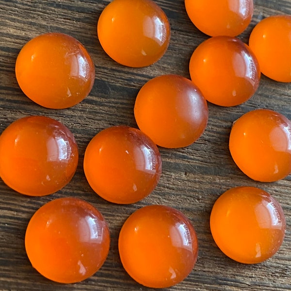 Orange faux moonstone 12mm resin cabochons- 10pcs l Earring making jewelry supplies, Resin glitter round Cabochon DIY supplies