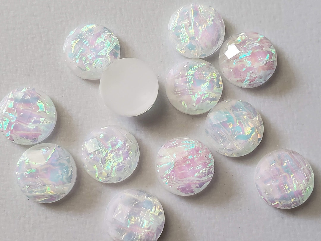 12mm New White Multifaceted Fire Opal Resin Cabochons 10pcs L - Etsy