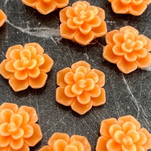Glossy Orange 13mm Succulent / flower Cabochons 10pcs l Earring making jewelry supplies, Resin flower Cabochon DIY supplies