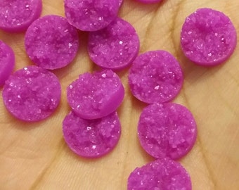 Magenta 11.5-12mm faux druzy nugget Cabochons 10pcs l Earring making jewelry supplies, Cabochon DIY supply Charms