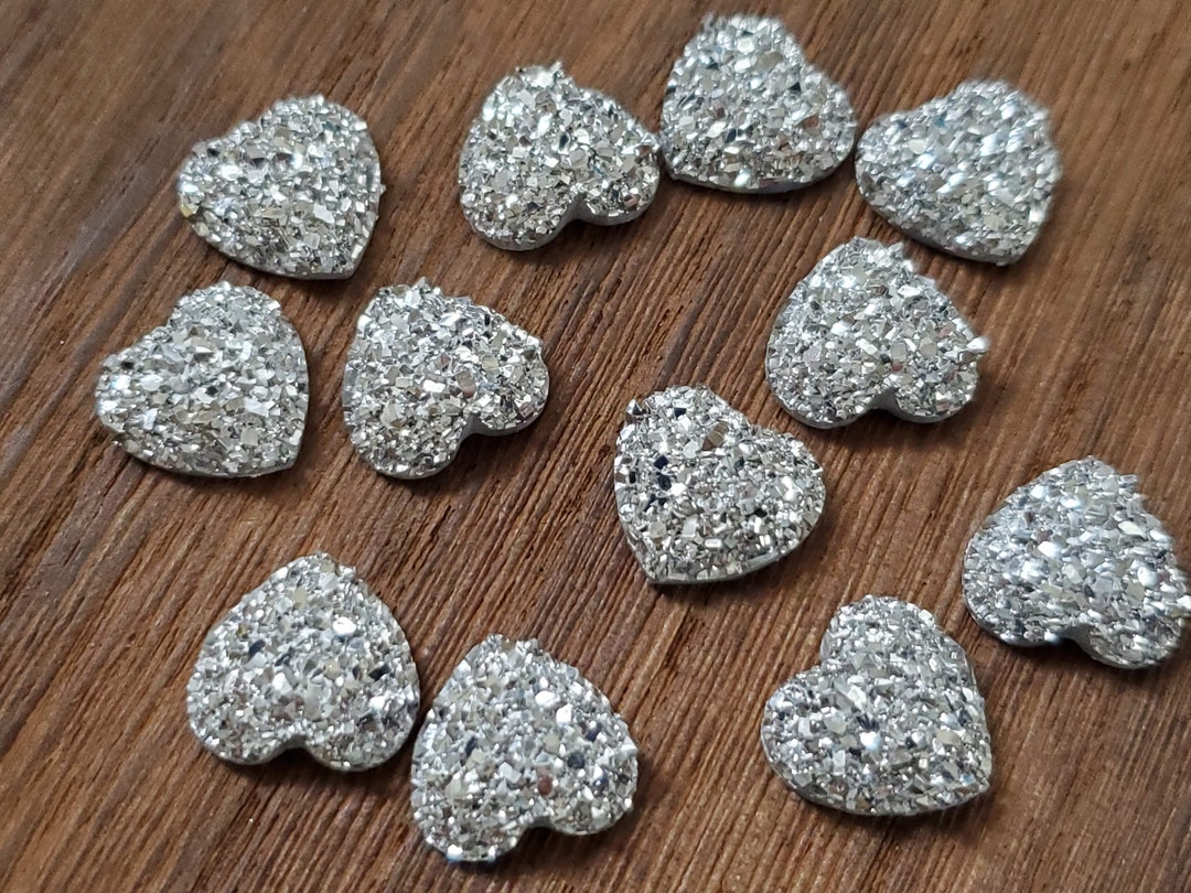Silver 12mm Faux Druzy Flat Hearts 10pcs L Earring Making Jewelry ...