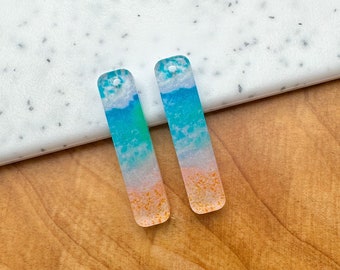 Bright beach print Earring blanks -4pcs l Plexi Earring Findings, Acrylic Earring Pendants, Blank Components, DIY Jewelry Supply