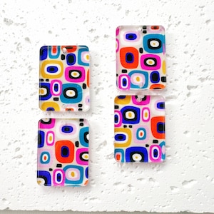 Mod Tile Square Print Acrylic Earring Blanks: Modern Jewelry Components (4pcs)