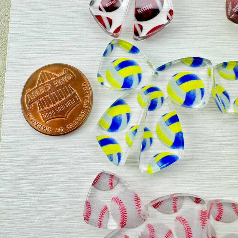 Sports Bow Earring Blanks: Acrylic Pendants (4pcs) image 10