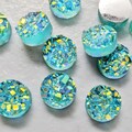 Iridescent Aqua Druzy Cabochons: Resin Gemstone Crystals, 8mm (10 Pieces)