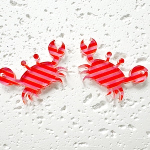Crab charms, acrylic earring blanks, Summer jewelry making accessories 4pcs image 2