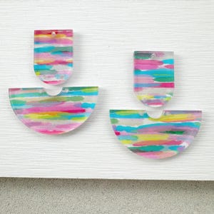 Brush strokes Earring blanks 4pcs vacation Earring Findings, preppy Acrylic Earring Pendants, summer Blank Components, Jewelry Supplies