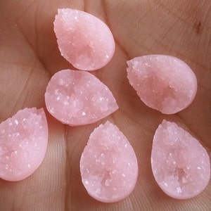 Light Pink Faux Druzy Nugget 13x18mm Teardrop - 6pcs