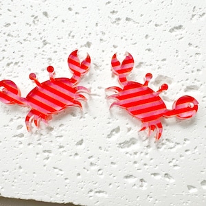 Crab charms, acrylic earring blanks, Summer jewelry making accessories 4pcs image 3