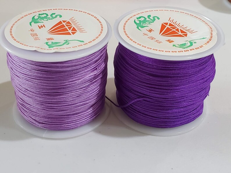 Lt purple or Purple 0.8mm thick nylon cord macrame Beading Kumihimo String 45 Yard Spool Pick Your Color!