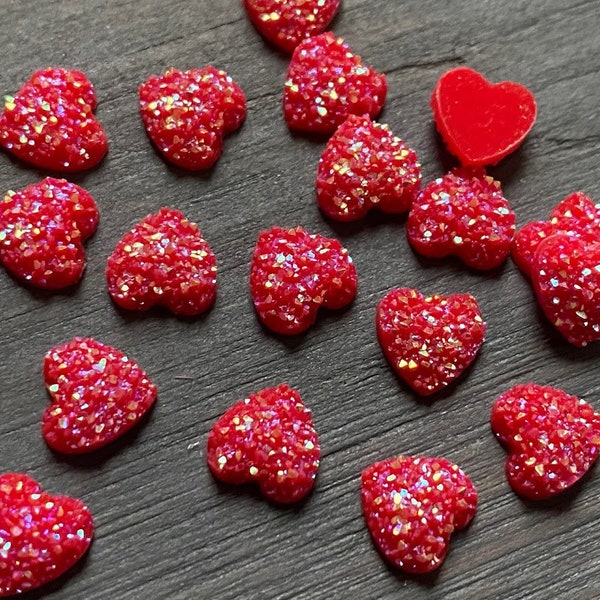 Ab red 8mm flat heart resin cabochons 10 pieces l Earring making jewelry supplies, Resin heart Cabochon DIY supplies