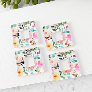 Floral Acrylic Earring Blanks: Spring Jewelry Supplies (4pcs)