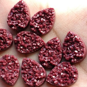 Maroon faux druzy chunky 13x18mm teardrop - 6pcs