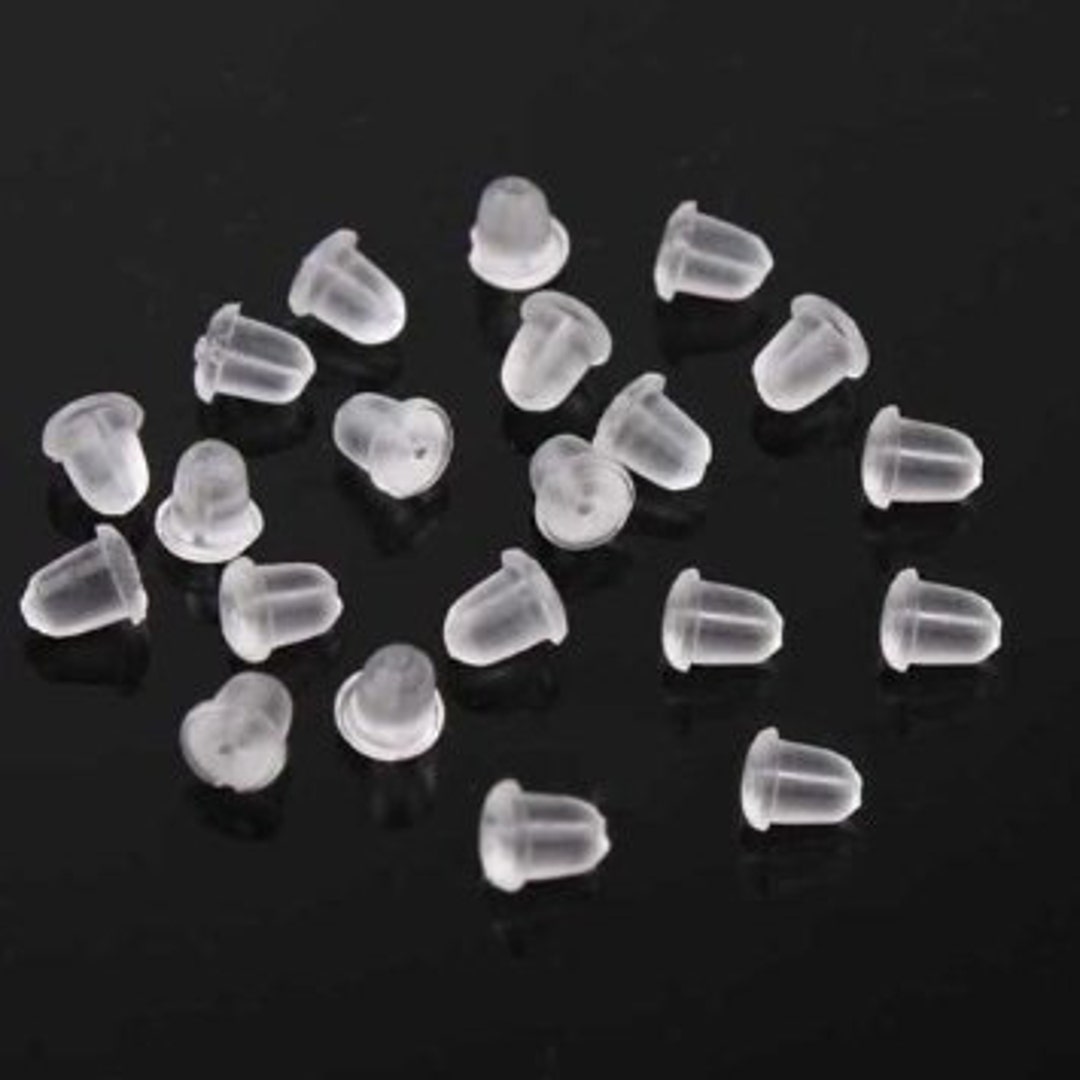 Plastic Earring Back Clear 100pcs Plastic Clear Earring Backs Backings  (White)