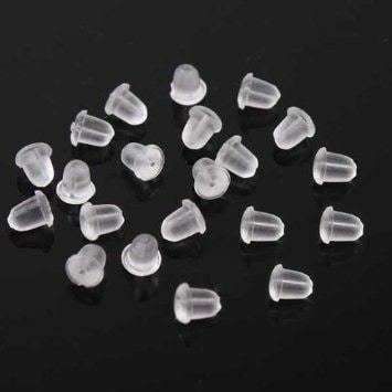 Bulk 100pk (50 pair) Round Tube Rubber Earring Back Stoppers 3x3mm  Translucent