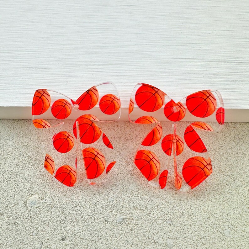 Sports Bow Earring Blanks: Acrylic Pendants (4pcs) image 4