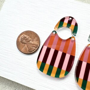 Fall Stripe Acrylic Earring Blanks: Preppy Boho Pendants (4 pc Lot, 1.5-2 inches ) image 6