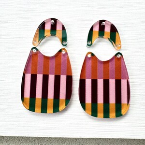 Fall Stripe Acrylic Earring Blanks: Preppy Boho Pendants (4 pc Lot, 1.5-2 inches ) image 5