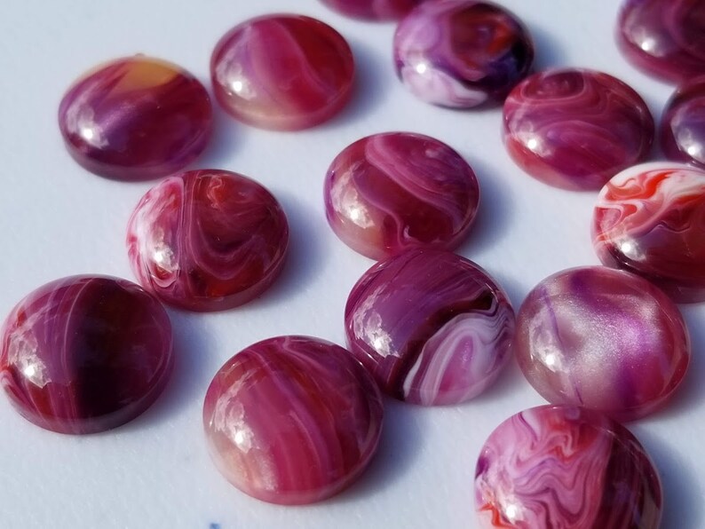 Magenta White and Tan 12mm Faux Agate Marble Stone Resin | Etsy